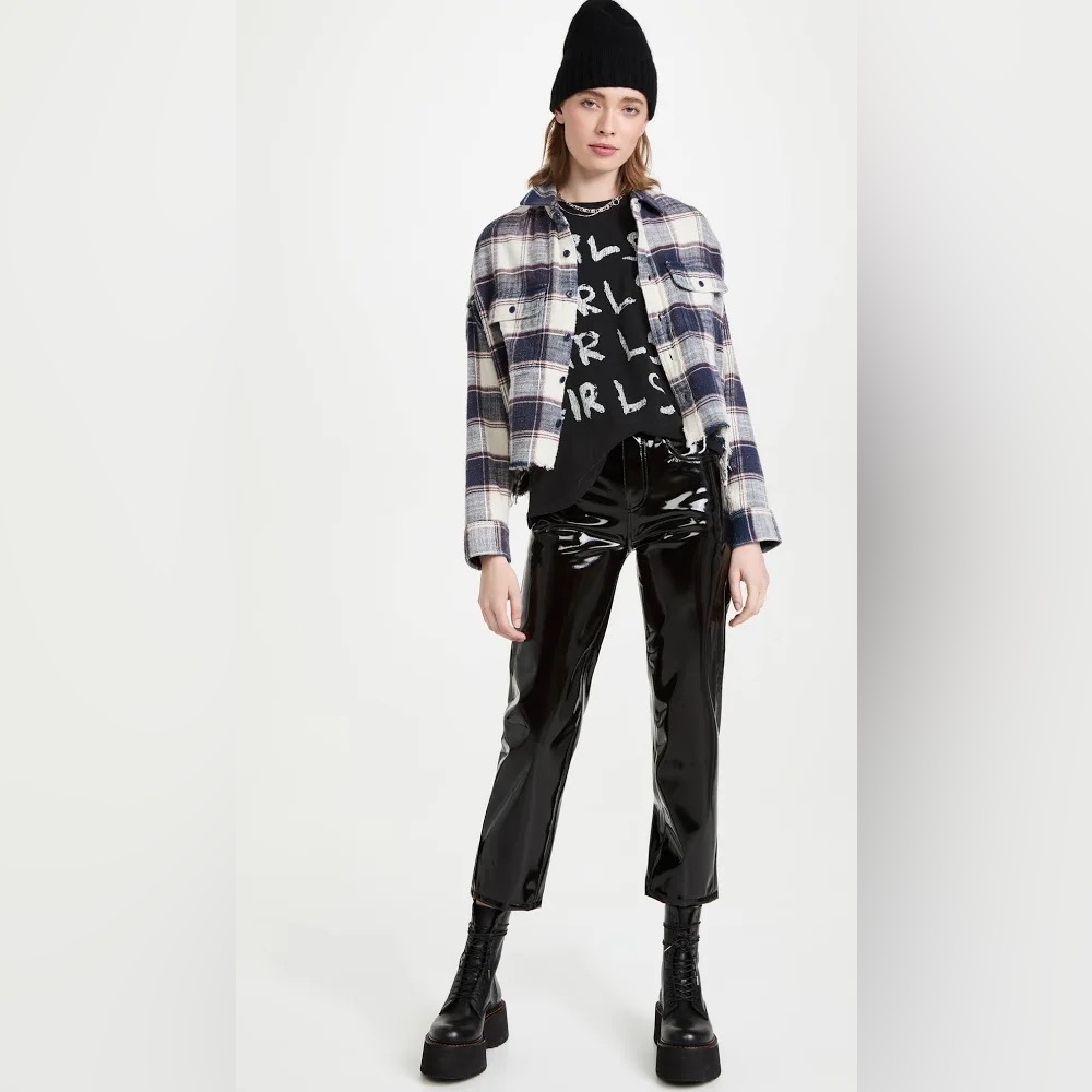 R13 Shelley Faux Patent Leather Black 27  Goth Chic grunge Punk Rock Shine New